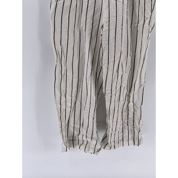 ANN TAYLOR LOFT Women's Petite Black-Cream Striped Linen-Blend Jumpsuit SZ XSP - Picture 6 of 11